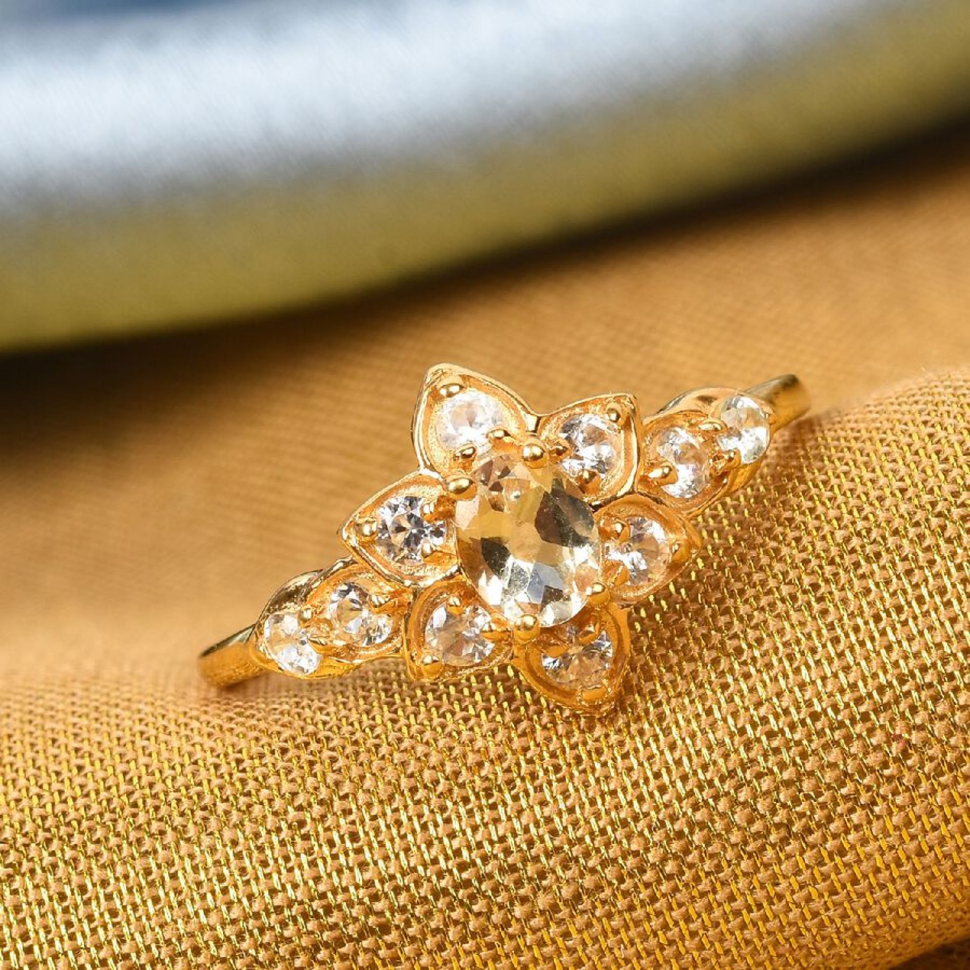 NEW!! Golden Precious Topaz and Natural Cambodian Zircon Ring