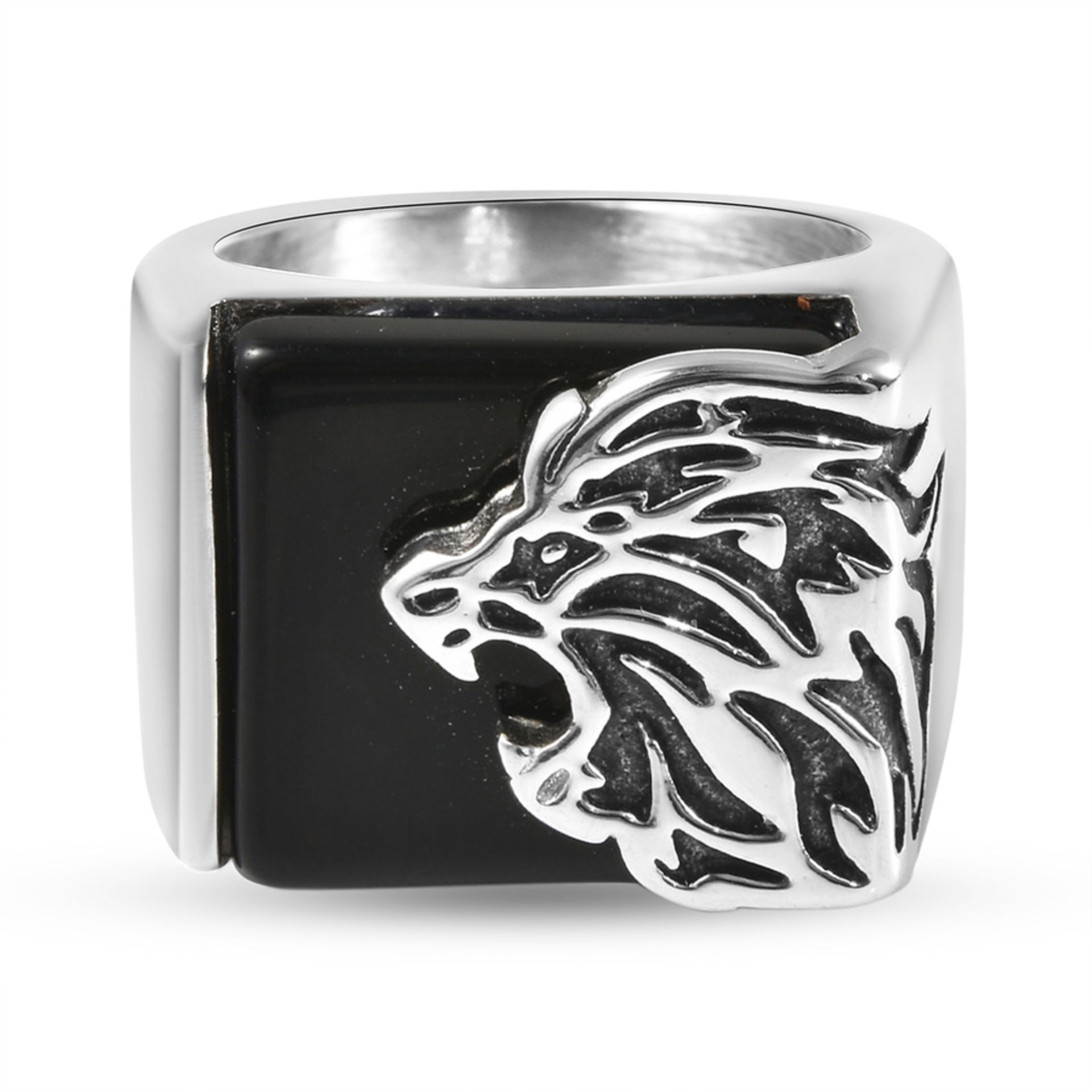 NEW!! Black Agate Lion Ring & Black Agate Lion Pendant - Image 2 of 8