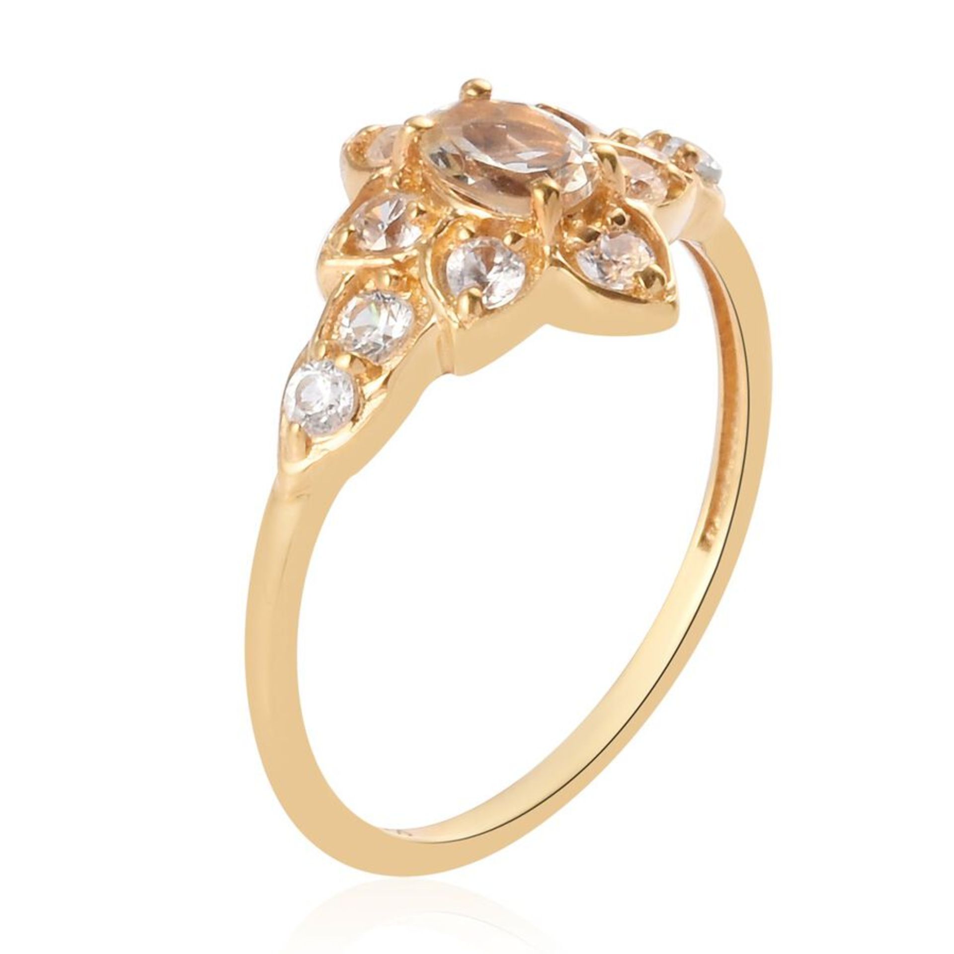NEW!! Golden Precious Topaz and Natural Cambodian Zircon Ring - Image 3 of 4