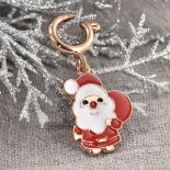 NEW!! Christmas Santa Claus Enamelled Charm in Yellow Gold Tone
