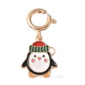 NEW!! Christmas Theme Multi Purpose Penguin Enamelled Charm in Yellow Gold Tone