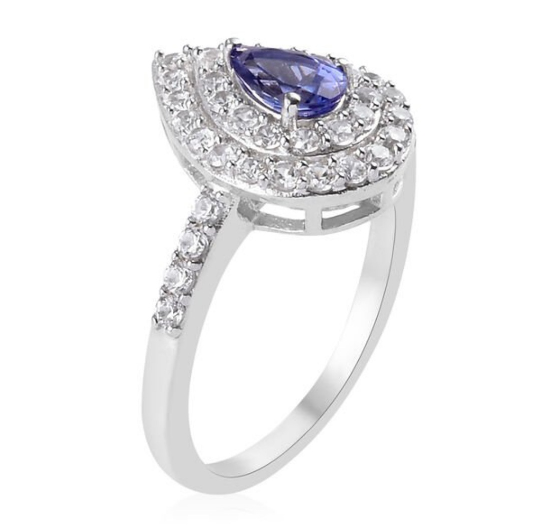 NEW!! AAA Tanzanite and Natural Cambodian Zircon Ring - Image 3 of 4