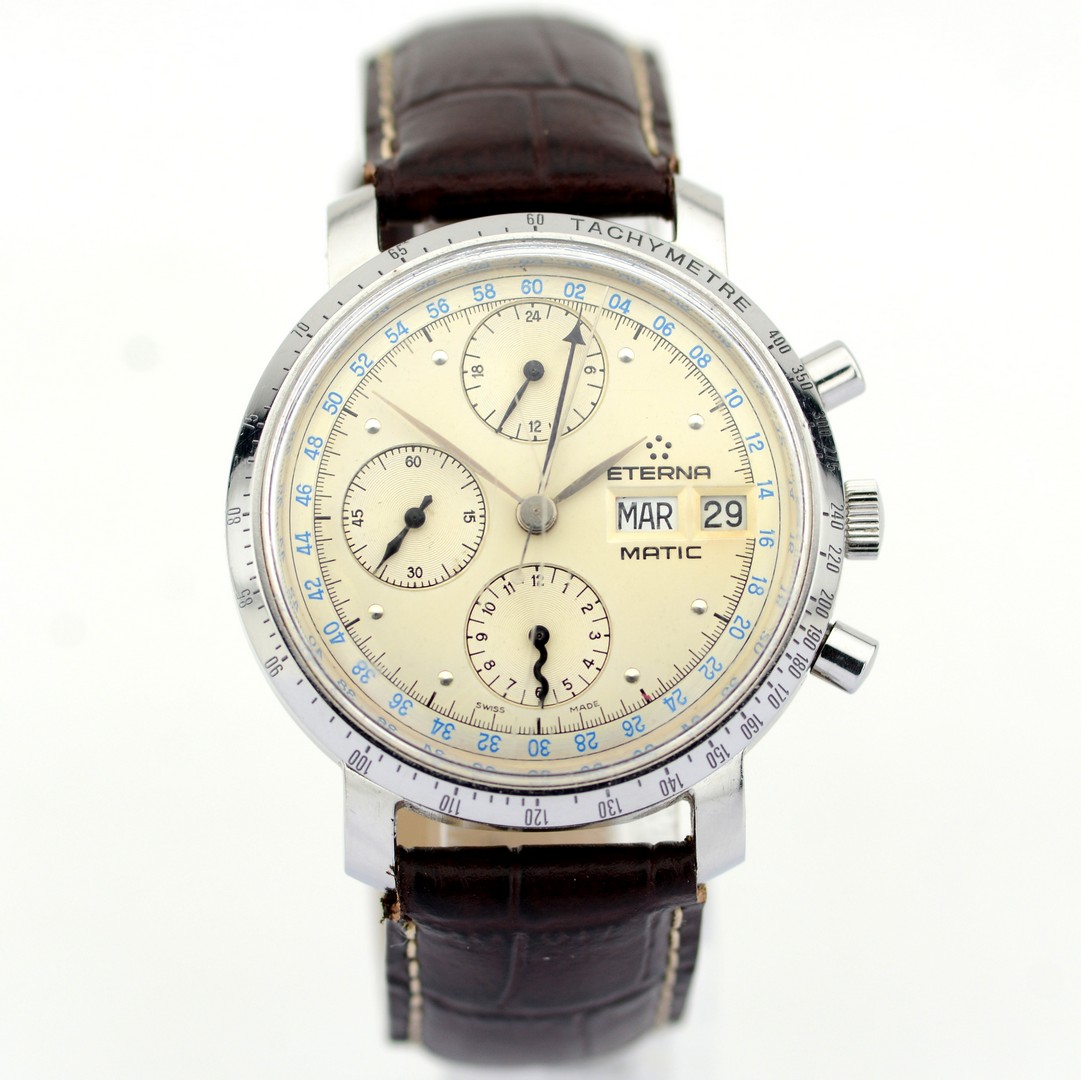 Eterna-Matic / Vintage Chronograph Automatic Day - Date - Gentlmen's Steel Wrist Watch - Image 3 of 10