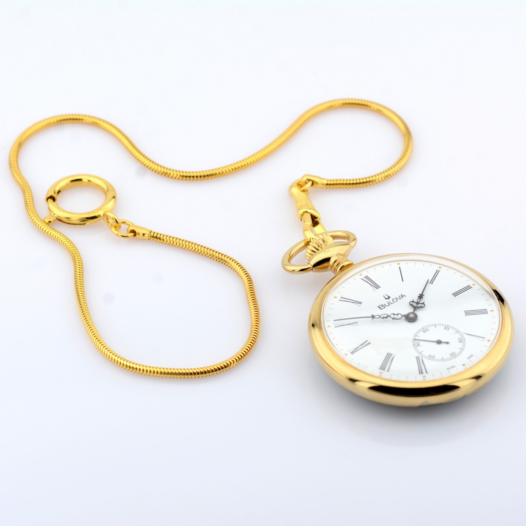 Bulova / Pocket Watch - Gentlmen's Gold/Steel Wrist Watch - Image 2 of 8