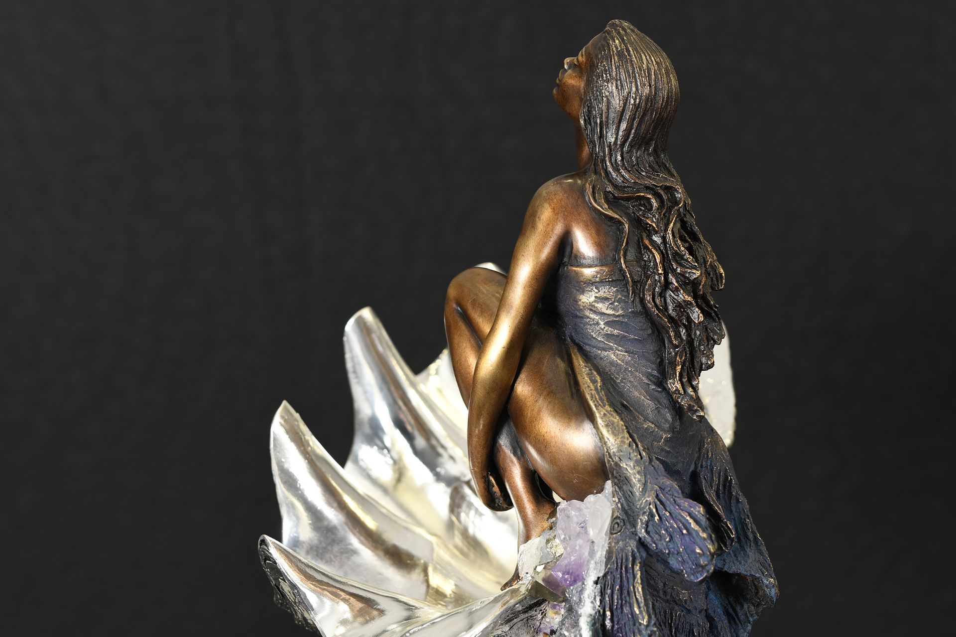 Bronze and Amethyst Lady in Shell - Image 4 of 7