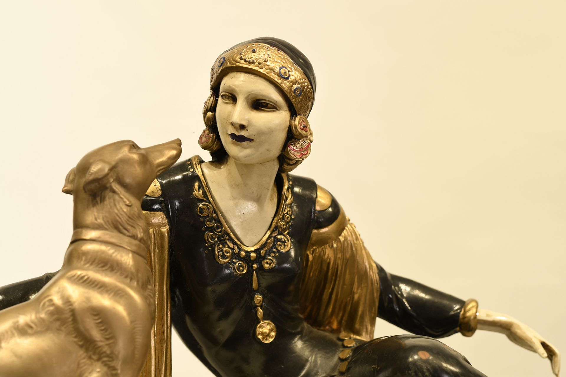 Deco Style Lady & Dog on Marble - Image 5 of 5