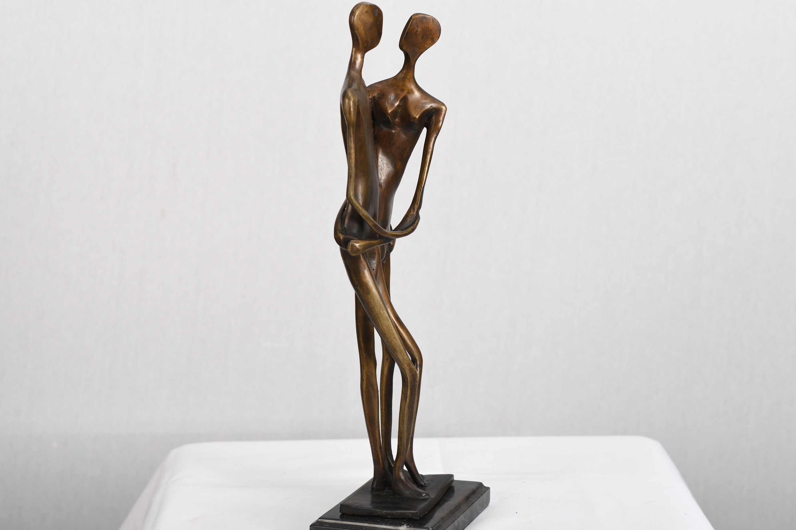 Bronze Silhouette Couple on Marble - Image 2 of 2