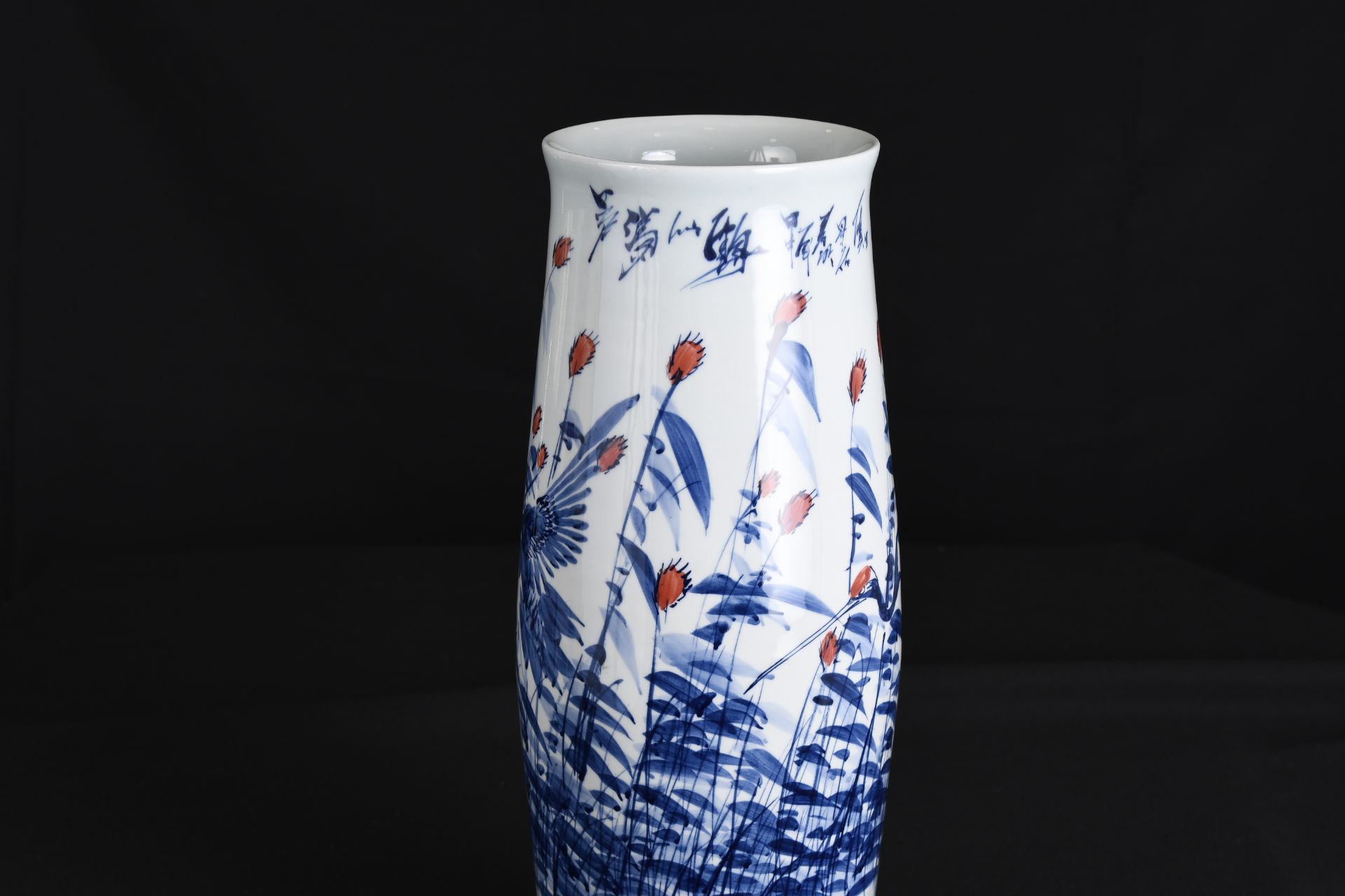 White and Blue Hand Made Chinese Art Vase