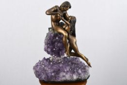 Bronze Sculpture with Amethyst Base