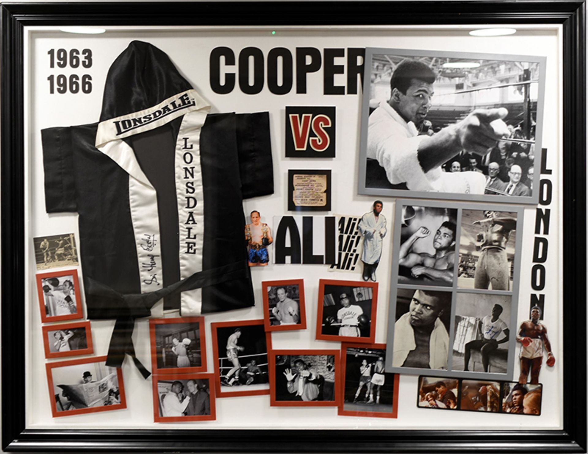 Framed Muhammad Ali and Henry Cooper Presentation with Original Signatures