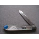 George V Mother of Pearl Hafted Silver Bladed Folding Fruit Knife