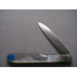 George IV Mother of Pearl Hafted Silver Bladed Folding Fruit Knife