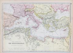The Shores of The Mediterranean Victorian 1882 Blackie Map.