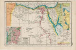 Egypt Cairo Suez Canal Antique Coloured Map-290.