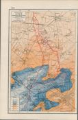 WW1 Western Front Loos & Hohenzollern Coloured Antique Map 1922.