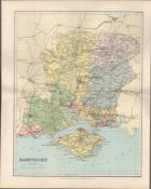 Winchester Gosport Portsmouth Aldershot Victorian 1894 Antique Map.