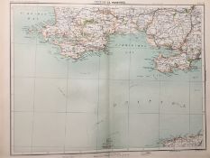 Victorian Antique 1897 Map Wales Carmarthen Swansea Tenby Pembroke.