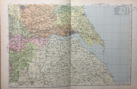 Coloured Antique Large Map Yorkshire South East GW Bacon 1904