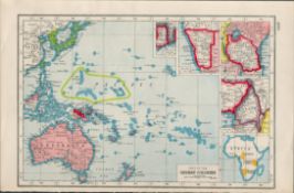 WW1 Fate of the German Colonies Antique Map 1922.