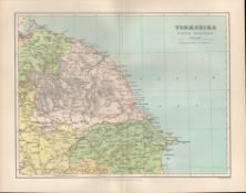 Yorkshire Whitby Robin Hood Scarborough Filey 1894 Antique Map.