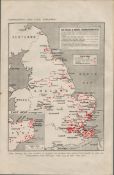 WW1 Air Raids & Naval Bombardments In Britain Antique Print 1922.