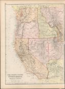 USA The Pacific States Antique Victorian 1882 Coloured lackie Map.