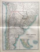 Chile & Argentina Buenos Montevideo Aires Lima Etc Large Antique Map.