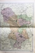 Coloured Antique Large Map Derbyshire GW Bacon 1904.