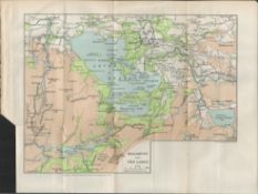 Killarney And The Lakes Antique Coloured Map.