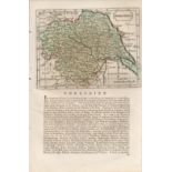 Yorkshire Antique 1783 F Grose Copper Plate Coloured County Map.
