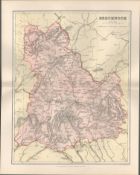 Brecon Beacons Crickhowell Hay On Wye Victorian 1894 Antique Map.