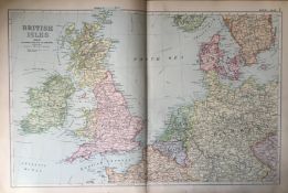 Rare Antique Large Map The British Isles & Europe GW Bacon 1904.