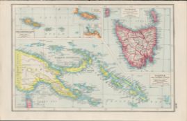 Tasmania Papua Samoa Coloured Antique Map-365.