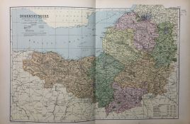 Coloured Antique Large Map Somersetshire GW Bacon 1904.