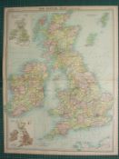 Antique British Isles Political, Industrial Population Agricultural Map.