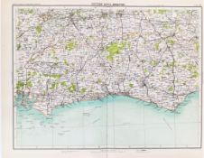Victorian 1897 Map Brighton Sussex Chichester Havant Guildford Reigate Lewes.