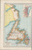 Canada Newfoundland Coloured Antique Map-418.