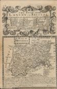 Britannia Depicta E Bowen Rare c1730 Map London To Bristol County of Middlesex