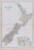 New Zealand & Environs of Auckland Victorian 1882 Blackie Map.