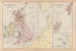 British Orkney Shetlands Channel Islands Victorian 1882 Blackie Map.