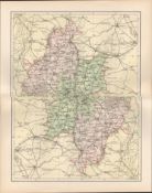Oxford Woodstock Chipping Norton Charlbury Victorian Antique Map.