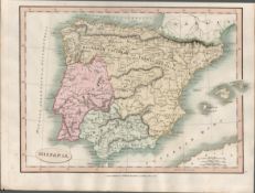Hispania Spain Charles Smith’s Coloured Classical Map 1809.