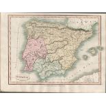 Hispania Spain Charles Smith’s Coloured Classical Map 1809.