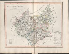 Leicestershire 1850 Antique Steel Engraved Map Thomas Dugdale.