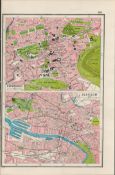 Edinburgh & Glasgow Street Plan Antique Coloured Map-93.