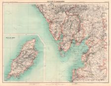Victorian Antique Large 1897 Map Morecambe, Isle of Man, Lake District.