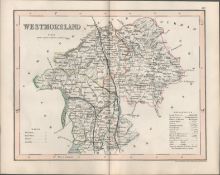 Westmorland 1850 Antique Steel Engraved Map Thomas Dugdale.