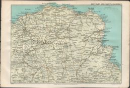 Portrush and Giants Causeway Detailed Antique Coloured Map.