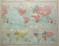 Antique John Bartholomew Map Commerce Occupations World Traffic.