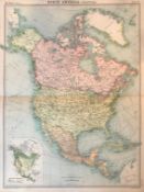 Antique Map North America Political Map with inset Map Showing Vegetation.